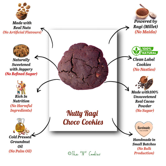 Nutty Ragi Choco Cookies | Millet Based | No Maida | The N Cookies