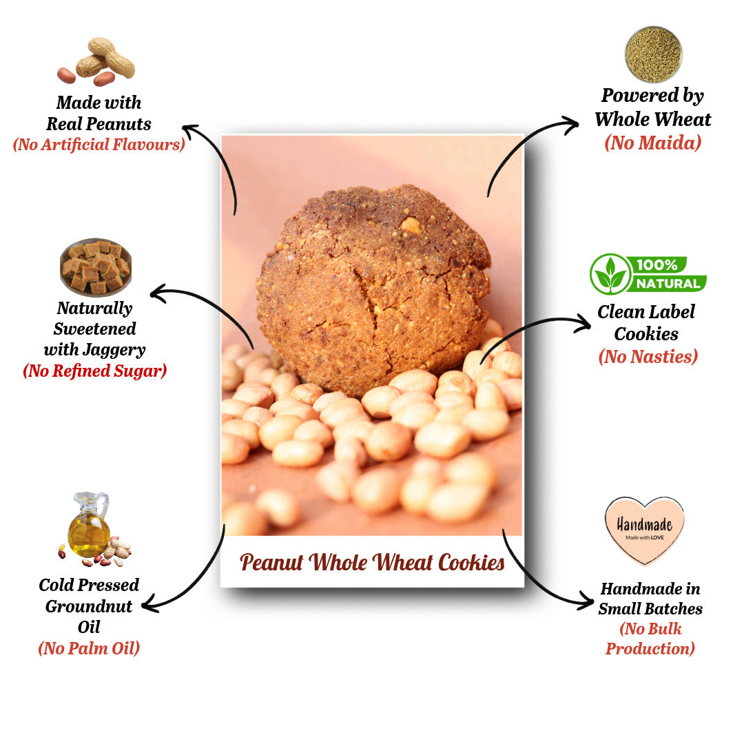 Peanut whole wheat Cookies | No Maida | The N Cookies